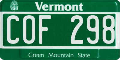 VT license plate COF298