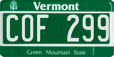 VT license plate COF299