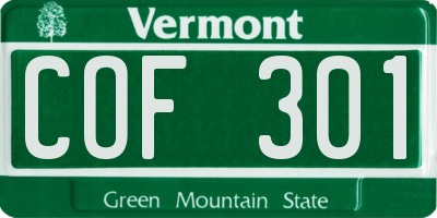 VT license plate COF301
