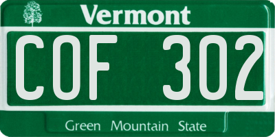 VT license plate COF302