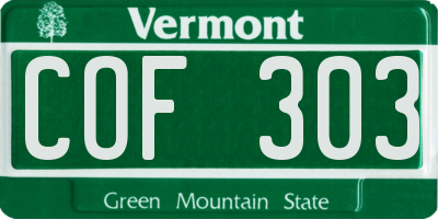 VT license plate COF303