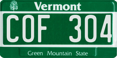VT license plate COF304