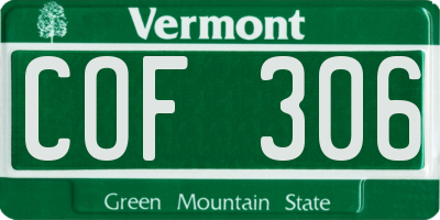 VT license plate COF306