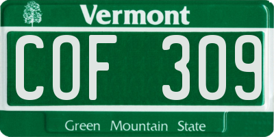 VT license plate COF309