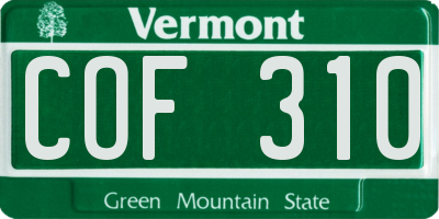 VT license plate COF310