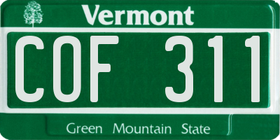 VT license plate COF311