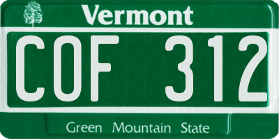 VT license plate COF312
