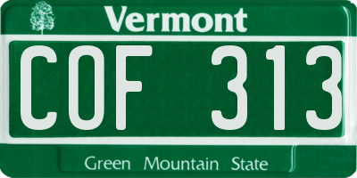 VT license plate COF313