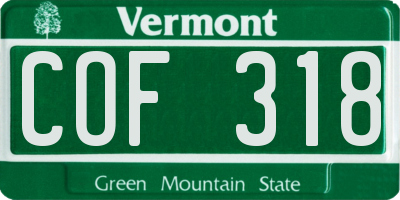 VT license plate COF318