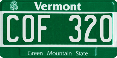 VT license plate COF320