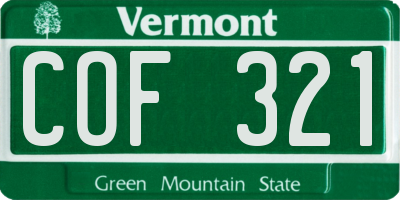 VT license plate COF321