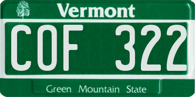 VT license plate COF322