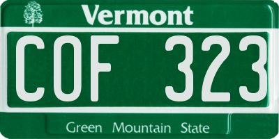 VT license plate COF323