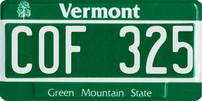 VT license plate COF325