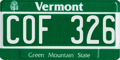 VT license plate COF326