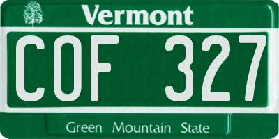 VT license plate COF327