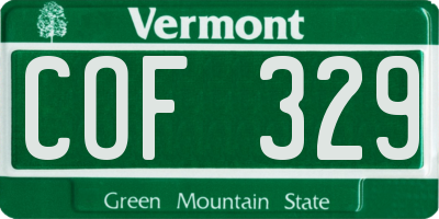VT license plate COF329