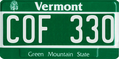 VT license plate COF330