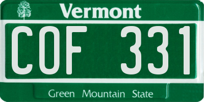 VT license plate COF331