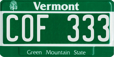 VT license plate COF333