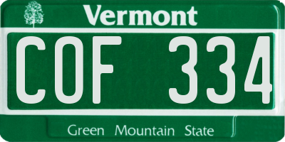 VT license plate COF334