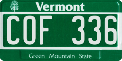 VT license plate COF336