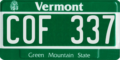 VT license plate COF337