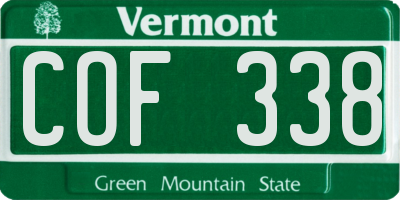 VT license plate COF338
