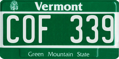 VT license plate COF339