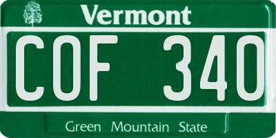 VT license plate COF340