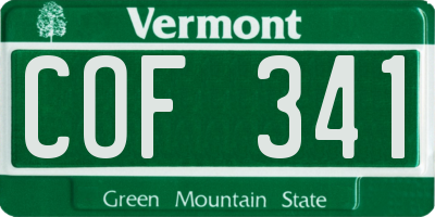 VT license plate COF341