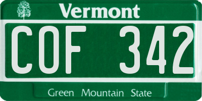VT license plate COF342