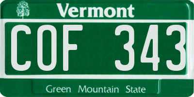 VT license plate COF343
