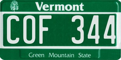 VT license plate COF344