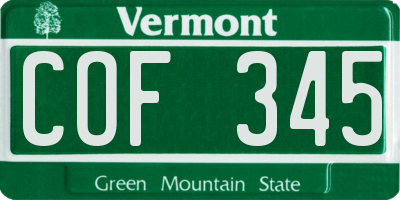 VT license plate COF345