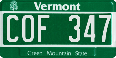 VT license plate COF347
