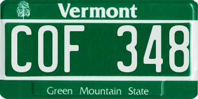 VT license plate COF348