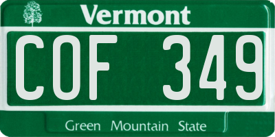 VT license plate COF349