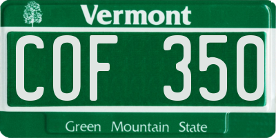 VT license plate COF350