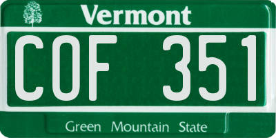 VT license plate COF351