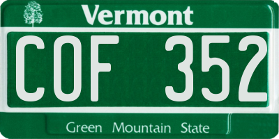 VT license plate COF352