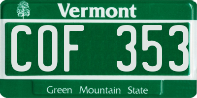 VT license plate COF353