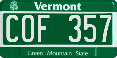 VT license plate COF357