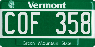 VT license plate COF358
