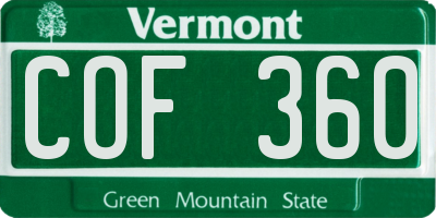 VT license plate COF360