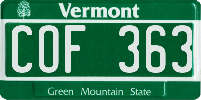 VT license plate COF363