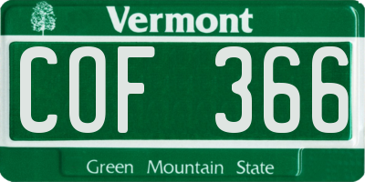 VT license plate COF366