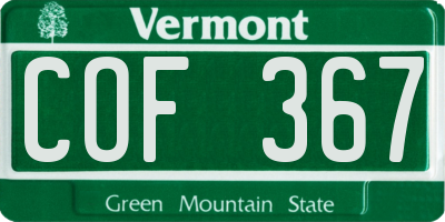 VT license plate COF367