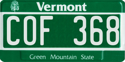 VT license plate COF368