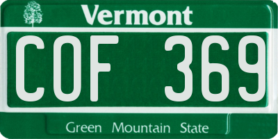 VT license plate COF369